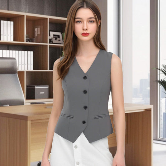 Elegant Women's V-Neck Button Front Vest
